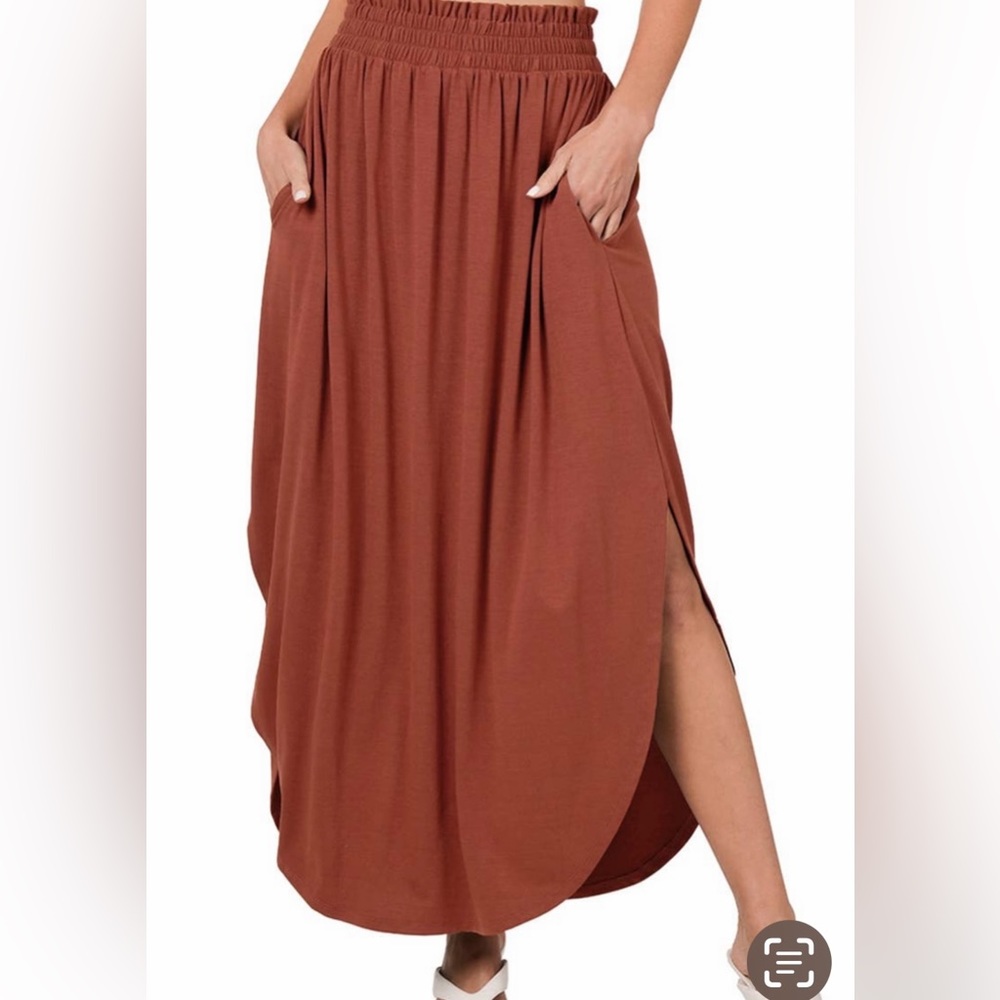 Smocked Waist Maxi Skirt